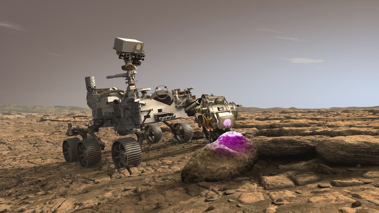 Illustration of the PIXL instrument on the Perseverance rover.