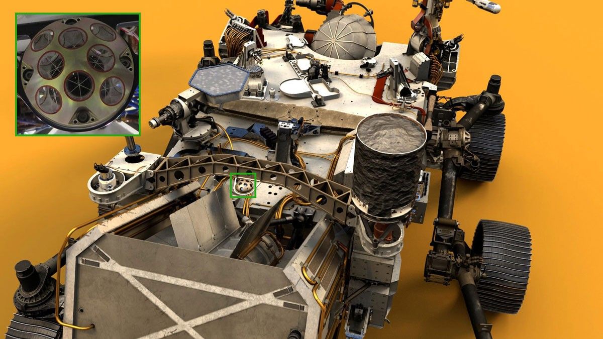 small dome called the Laser Retroreflector Array on the Perseverance rover