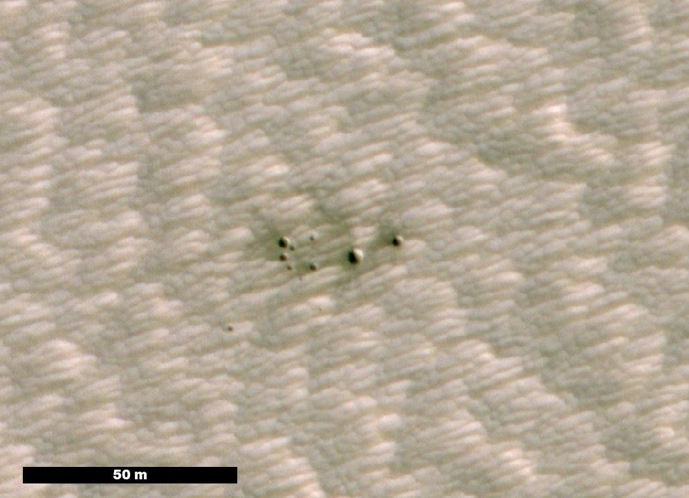 A crater cluster on Mars