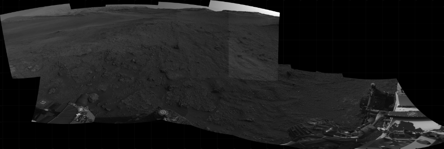 NASA's Mars rover Curiosity took 12 images in Gale Crater using its mast-mounted Right Navigation Camera (Navcam) to create this mosaic. The seam-corrected mosaic provides a 269-degree cylindrical projection panorama of the Martian surface centered at 203 degrees azimuth (measured clockwise from north). Curiosity took the images on October 30, 2020, Sol 2926 of the Mars Science Laboratory mission at drive 306, site number 83. The local mean solar time for the image exposures was from 4 PM to 5 PM. Each Navcam image has a 45 degree field of view. CREDIT: NASA/JPL-Caltech