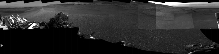 NASA's Mars rover Curiosity took 17 images in Gale Crater using its mast-mounted Right Navigation Camera (Navcam) to create this mosaic. The seam-corrected mosaic provides a 360-degree cylindrical projection panorama of the Martian surface centered at 162 degrees azimuth (measured clockwise from north). Curiosity took the images on November 04, 2020, Sol 2931 of the Mars Science Laboratory mission at drive 682, site number 83. The local mean solar time for the image exposures was 4 PM. Each Navcam image has a 45 degree field of view. CREDIT: NASA/JPL-Caltech