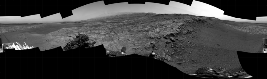 NASA's Mars rover Curiosity took 23 images in Gale Crater using its mast-mounted Right Navigation Camera (Navcam) to create this mosaic. The seam-corrected mosaic provides a 360-degree cylindrical projection panorama of the Martian surface centered at 133 degrees azimuth (measured clockwise from north). Curiosity took the images on November 23, 2020, Sol 2950 of the Mars Science Laboratory mission at drive 2580, site number 83. The local mean solar time for the image exposures was 2 PM. Each Navcam image has a 45 degree field of view. CREDIT: NASA/JPL-Caltech