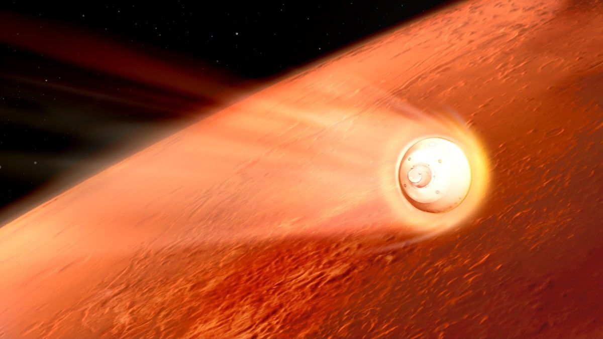 illustration of NASA's Perseverance descent to Mars