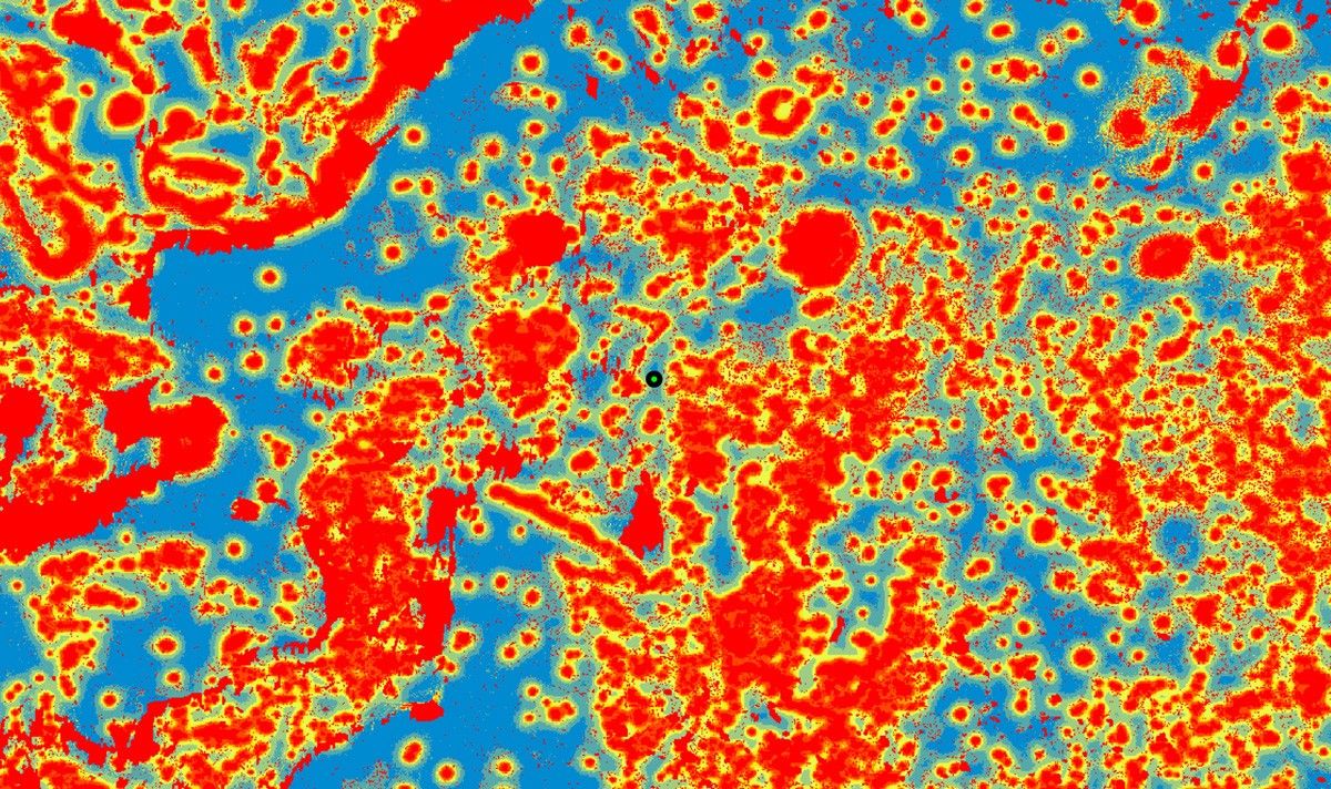 A map used by Perseverance's Terrain-Relative Navigation technology