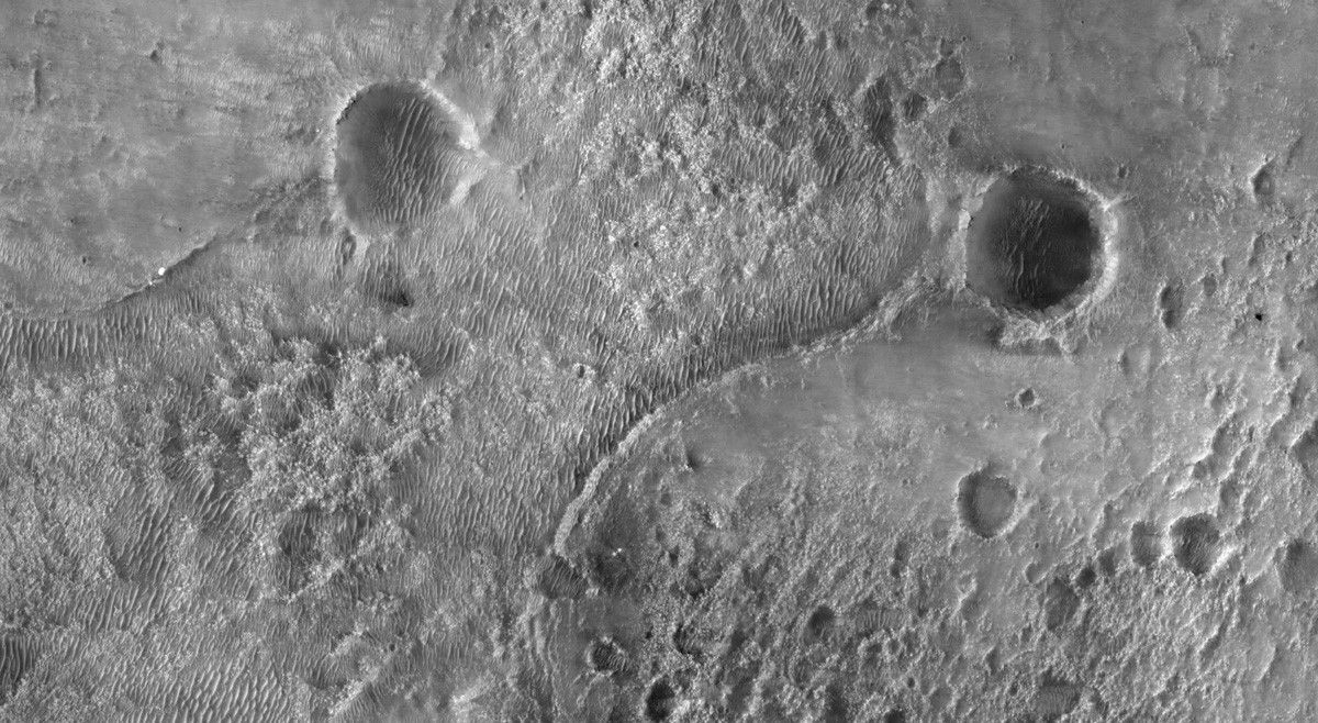 This first image of NASA’s Perseverance Rover on the surface of Mars from the HiRISE camera aboard NASA’s Mars Reconnaissance Orbiter