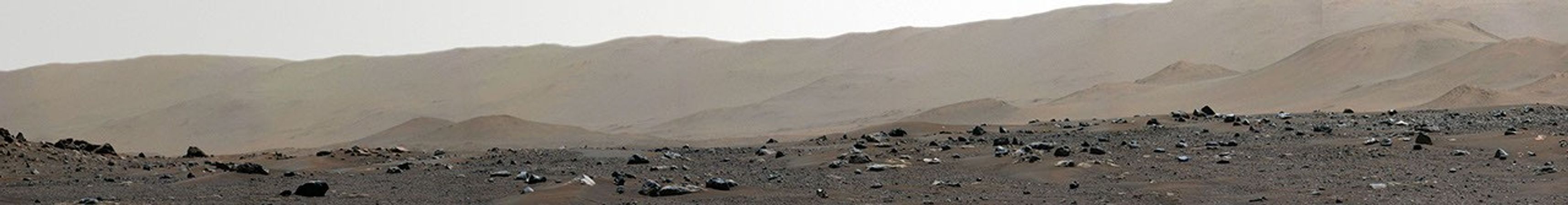 This shows the rim of Jezero Crater as seen in the first 360-degree panorama taken by the Mastcam-Z instrument aboard NASA’s Perseverance Mars rover.