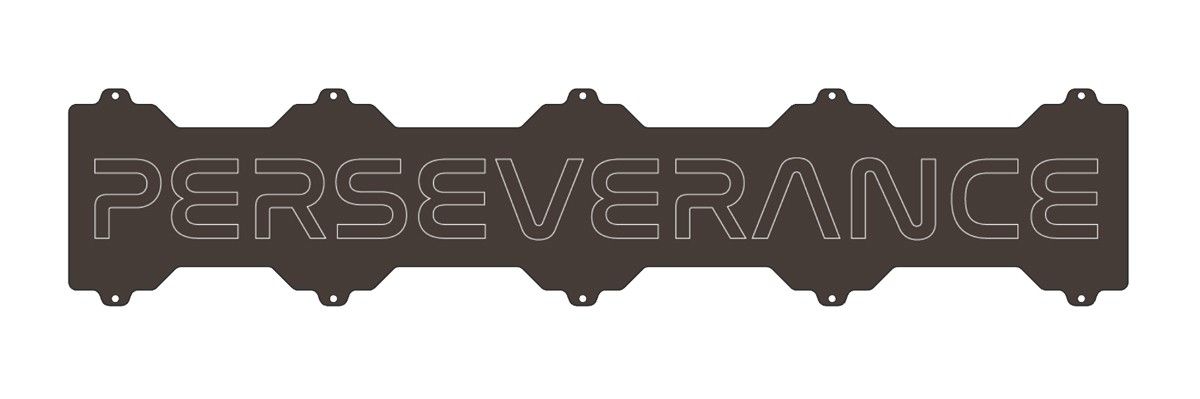 A long rectangular shape with with the word Perseverance written across it