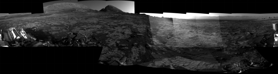 NASA's Mars rover Curiosity took 20 images in Gale Crater using its mast-mounted Right Navigation Camera (Navcam) to create this mosaic. The seam-corrected mosaic provides a 360-degree cylindrical projection panorama of the Martian surface centered at 249 degrees azimuth (measured clockwise from north). Curiosity took the images on June 16, 2021, Sol 3149 of the Mars Science Laboratory mission at drive 0, site number 89. The local mean solar time for the image exposures was from 4 PM to 5 PM. Each Navcam image has a 45 degree field of view. CREDIT: NASA/JPL-Caltech