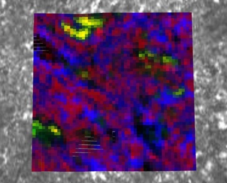 This is an image taken by the Perseverance Mars rover which used the PIXL instrument to analyze the “Bellegarde” abrasion target, revealing salt minerals.