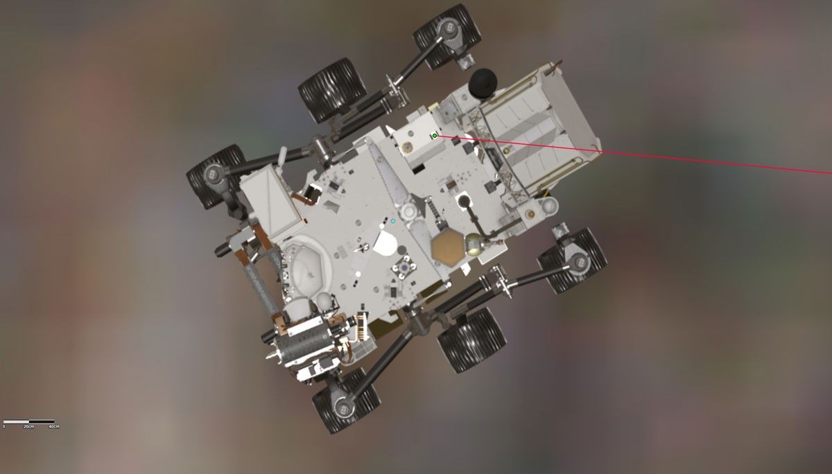 This annotated graphic depicts the orientation of NASA’s Perseverance Mars rover during the 17th flight of the agency's Ingenuity Mars Helicopter on Dec. 5, 2021.