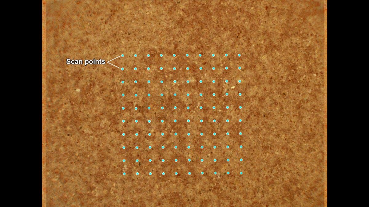 This annotated image from NASA’s Perseverance Mars rover shows how its SHERLOC (Scanning Habitable Environments with Raman and Luminescence for Organics and Minerals) instrument investigates a rock surface.