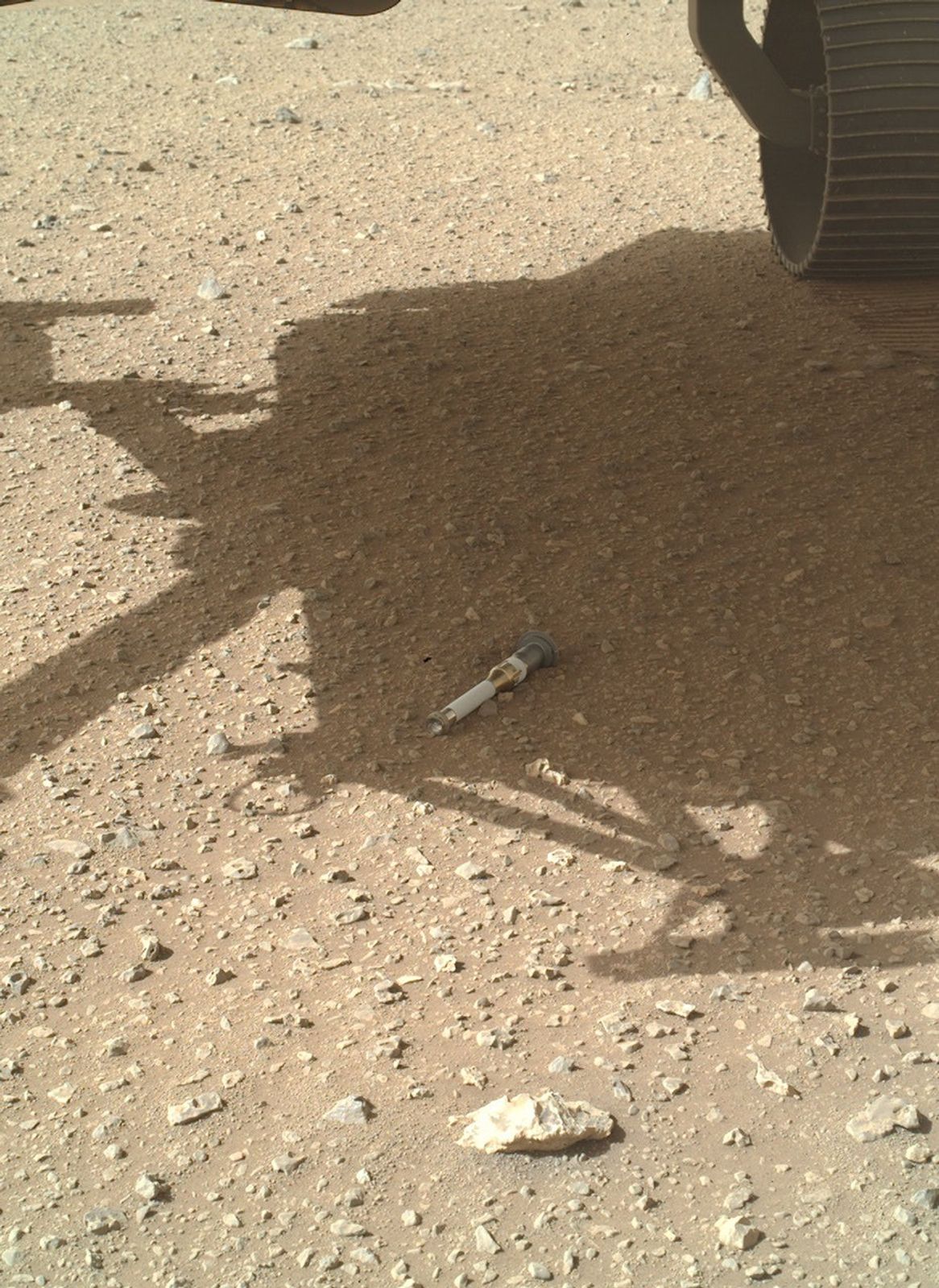 The Perseverance rover’s WATSON camera took this image of the 10th and last tube to be deployed during the creation of the first sample depot on another world, on Jan. 28, 2023, the 690th Martian day, or sol, of the mission.
