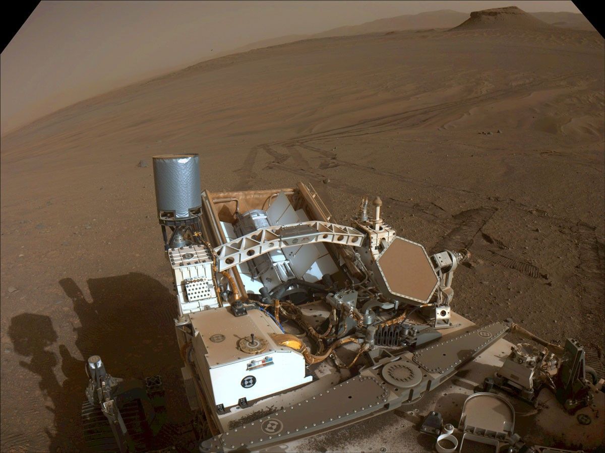 This image of the floor of Jezero Crater was taken by one of the Navcam imagers aboard NASA’s Perseverance Mars rover on Feb. 5, the 698th Martian day, or sol, of the mission.