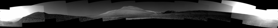 NASA's Mars rover Curiosity took 12 images in Gale Crater using its mast-mounted Right Navigation Camera (Navcam) to create this mosaic. The seam-corrected mosaic provides a 360-degree cylindrical projection panorama of the Martian surface centered at 129 degrees azimuth (measured clockwise from north). Curiosity took the images on June 28, 2023, Sol 3871 of the Mars Science Laboratory mission at drive 390, site number 102. The local mean solar time for the image exposures was 4 PM. Each Navcam image has a 45 degree field of view. CREDIT: NASA/JPL-Caltech