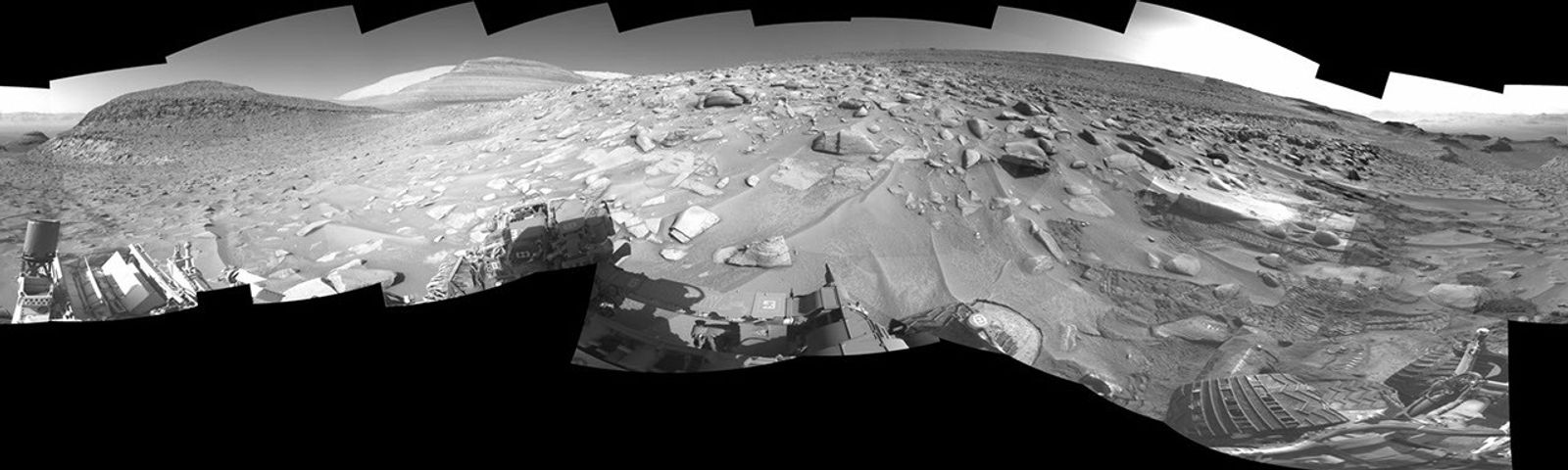 NASA’s Curiosity Mars rover left several sets of tracks where the rover experienced a fault, or unexpected stoppage mid-drive, while climbing a particularly difficult slope.