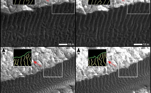 Changes at Edges of Dark Dunes in Nili Patera, Mars