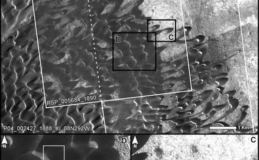 Location Map for Images of Changing Martian Dunes