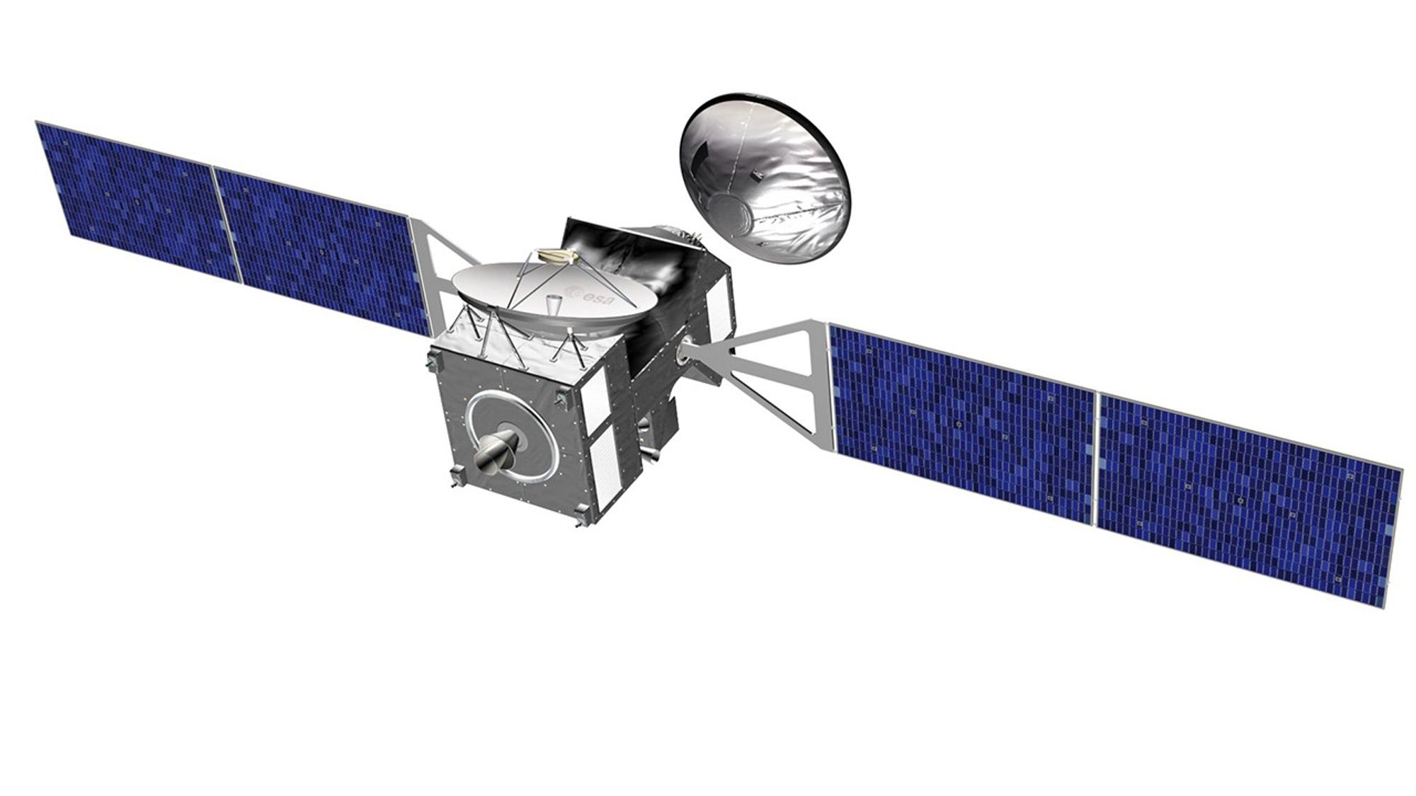 This is an artist's concept of the planned spacecraft, which will carry five science instruments plus a European entry, descent and landing demonstrator vehicle.
