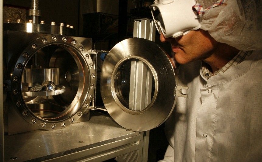 The ChemCam instrument for NASA's Mars Science Laboratory mission uses a pulsed laser beam to vaporize a pinhead-size target, producing a flash of light from the ionized material -- plasma -- that can be analyzed to identify chemical elements in the target.