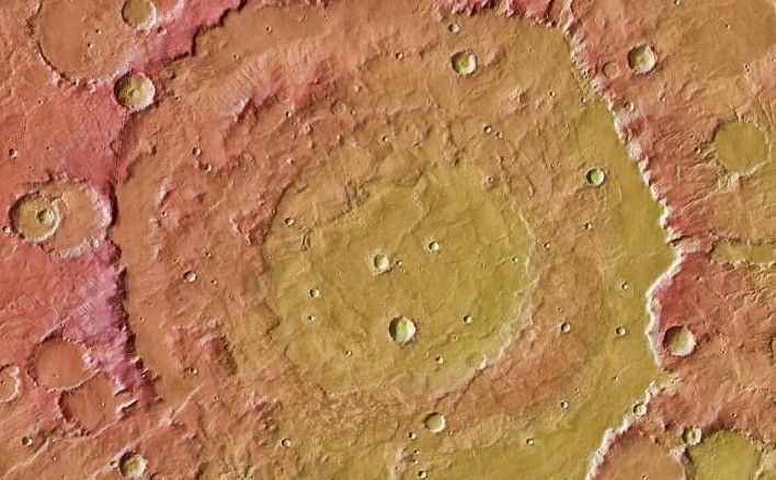 This image shows the context for orbital observations of exposed rocks that had been buried an estimated 5 kilometers (3 miles) deep on Mars.
