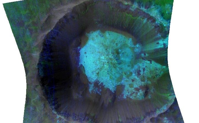 Impact cratering and erosion combine to reveal the composition of the Martian underground by exposing materials from the subsurface.