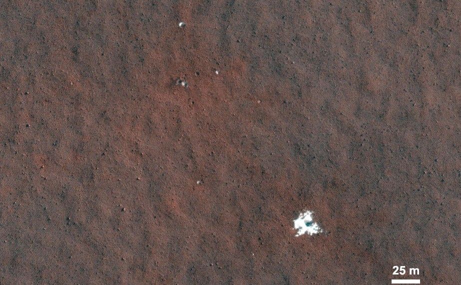 Recent small craters discovered by the High Resolution Imaging Science Experiment camera on NASA's Mars Reconnaissance Orbiter expose buried ice in the middle latitudes of Mars.
