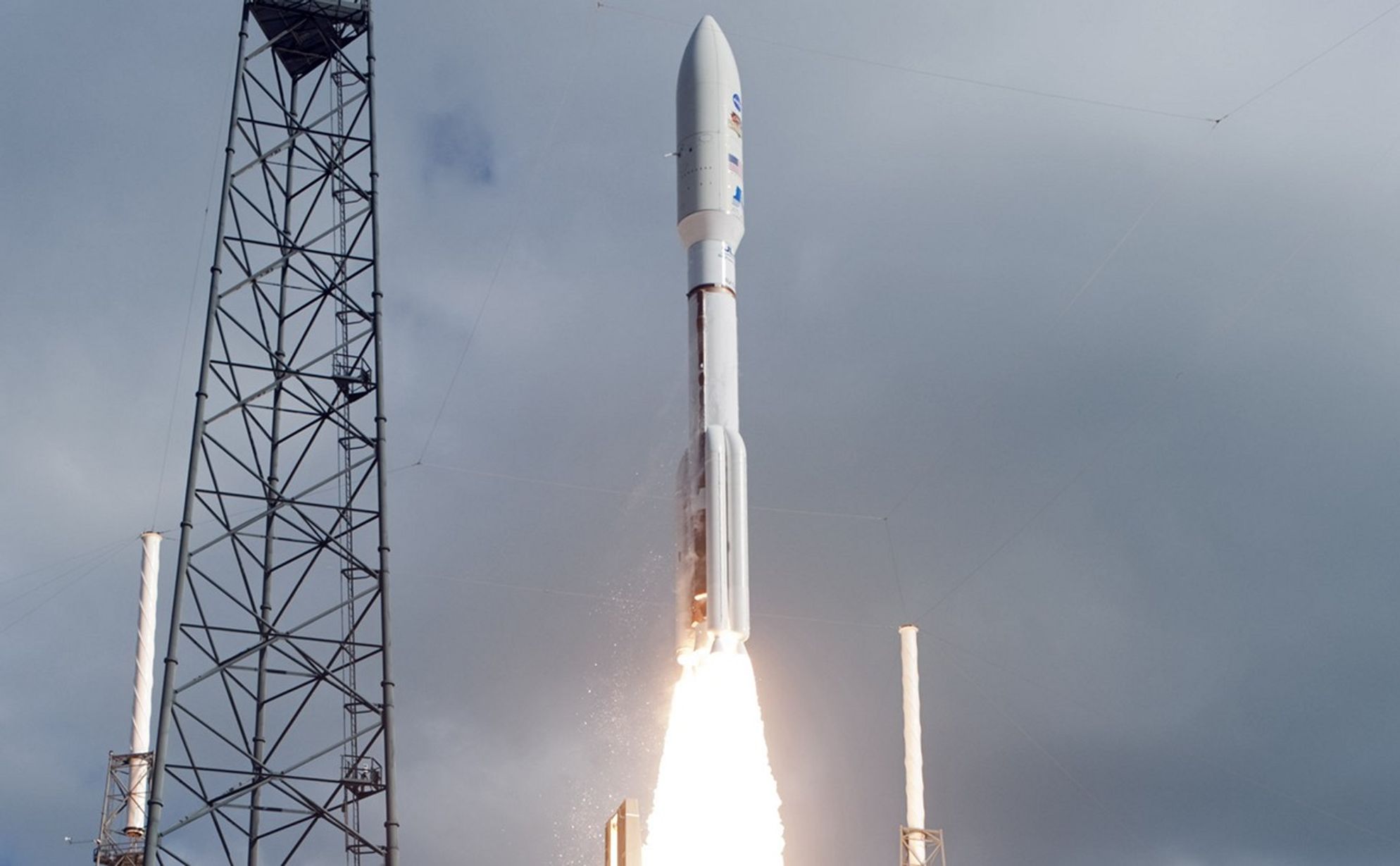 With NASA's Mars Science Laboratory (MSL) spacecraft sealed inside its payload fairing, the United Launch Alliance Atlas V rocket lifts off from Space Launch Complex-41 on Cape Canaveral Air Force Station in Florida at 10:02 a.m. EST Nov. 26.