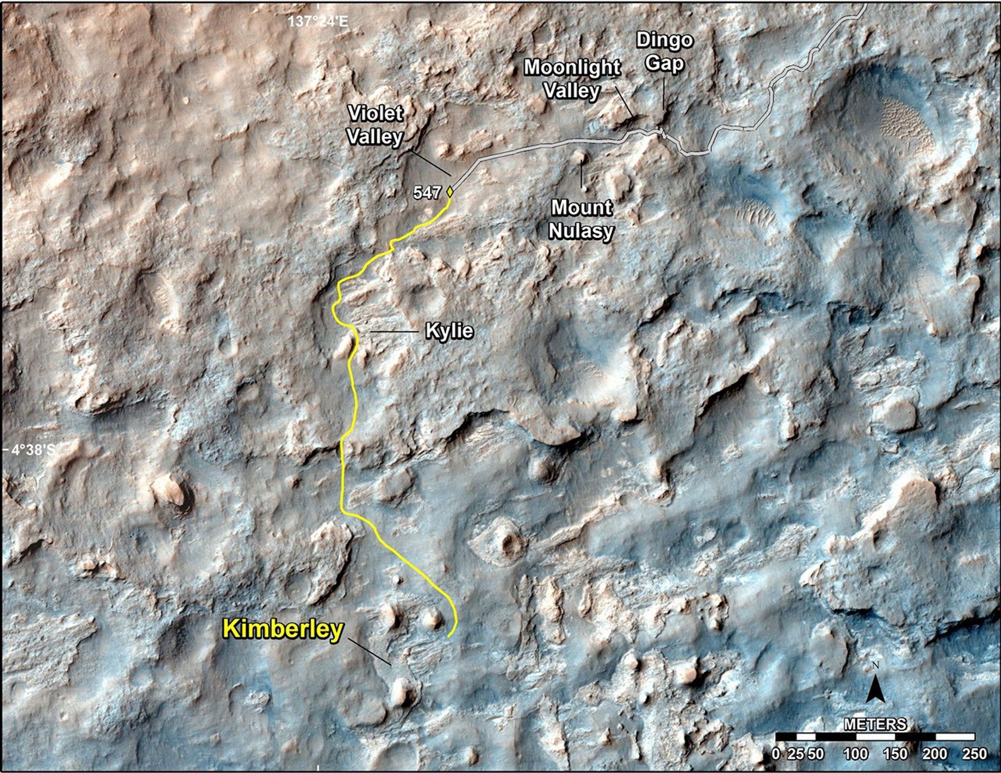 
			Map of Recent and Planned Driving by Curiosity as of Feb. 18, 2014 - NASA Science			
