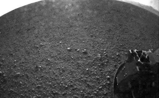 This is one of the first images taken by NASA's Curiosity rover, which landed on Mars the evening of Aug. 5 PDT (morning of Aug. 6 EDT).