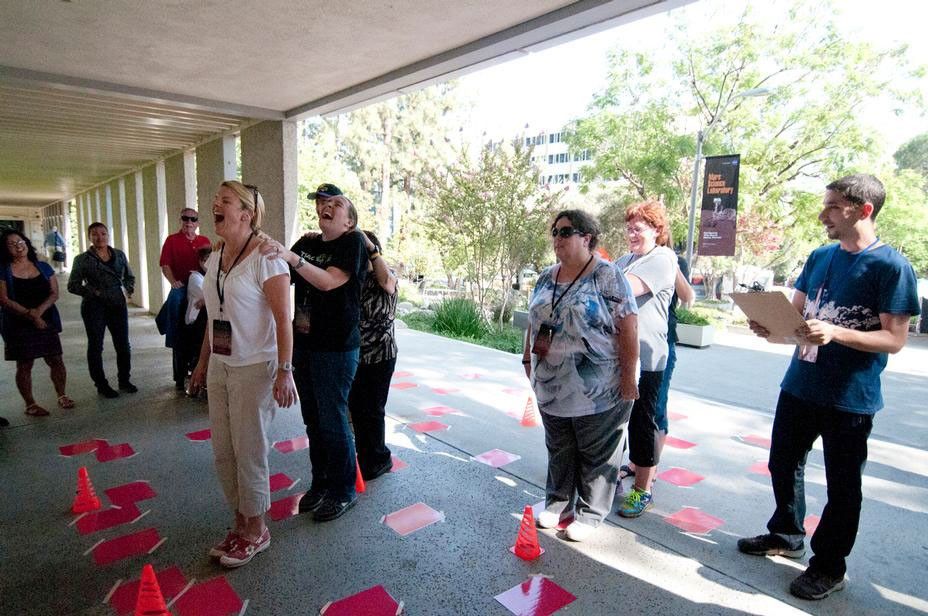 Teachers have fun putting their skills to the test in this hands-on activity during the Curiosity Educator Workshop at NASA's Jet Propulsion Laboratory in Pasadena, Calif