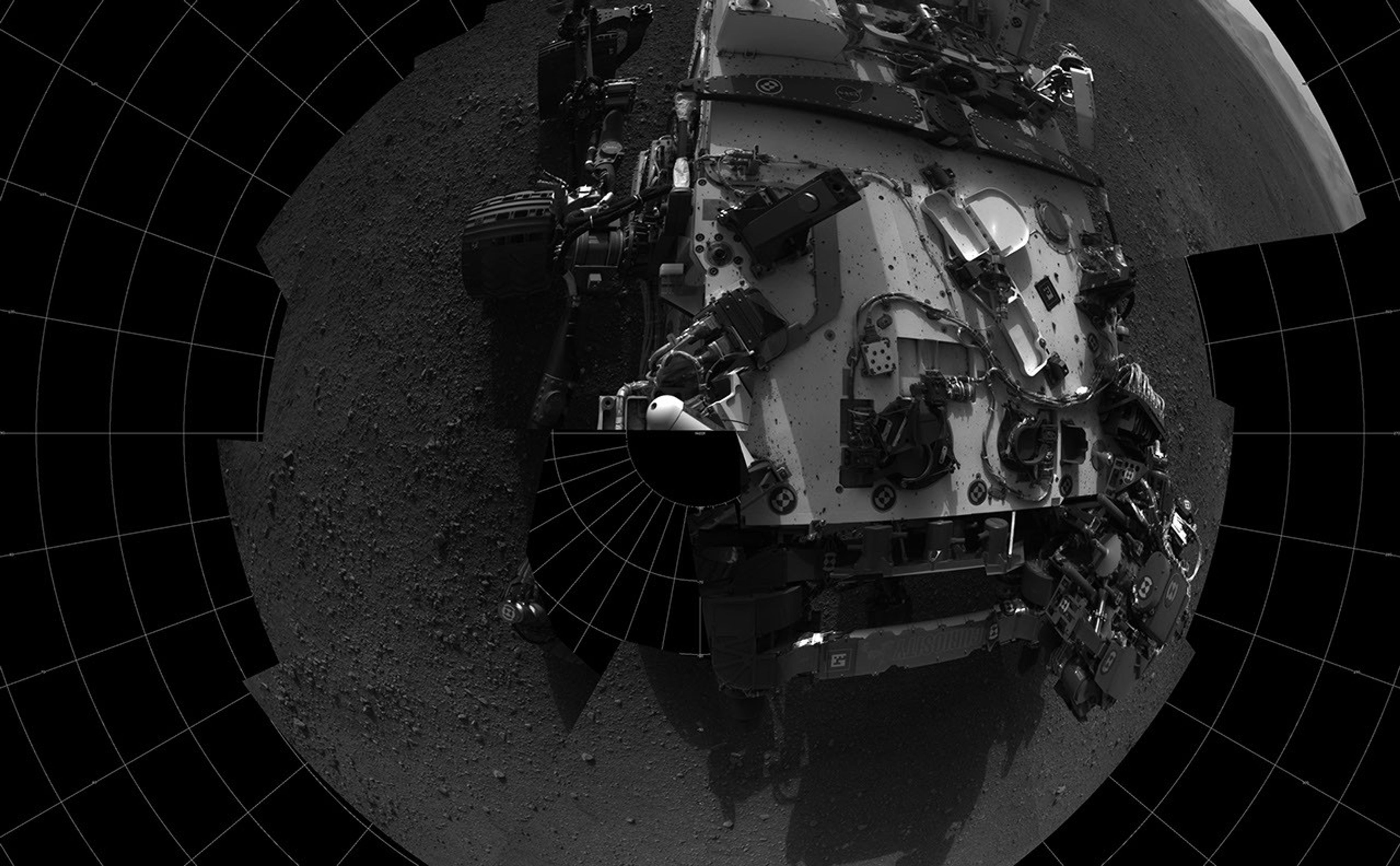 This self-portrait shows the deck of NASA's Curiosity rover from the rover's Navigation camera.