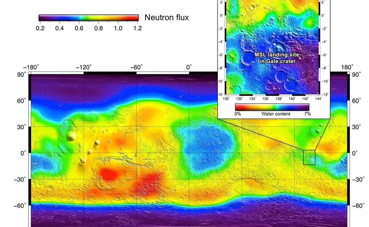 The heritage for investigations with the Dynamic Albedo of Neutrons instrument on NASA's Curiosity rover comes from NASA's Odyssey orbiter.
