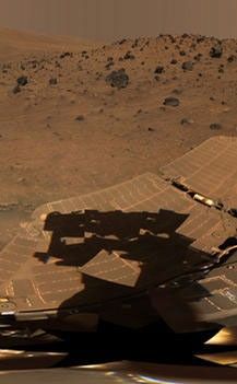This 360-degree view, called the "McMurdo" panorama, comes from the panoramic camera (Pancam) on NASA's Mars Exploration Rover Spirit.