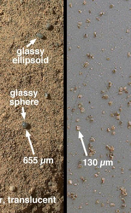 The Mars Hand Lens Imager (MAHLI) on NASA's Mars rover Curiosity acquired close-up views of sands in the "Rocknest" wind drift to document the nature of the material that the rover scooped, sieved and delivered to the Chemistry and Mineralogy Experiment (CheMin) and the Sample Analysis at Mars (SAM) in October and November 2012.