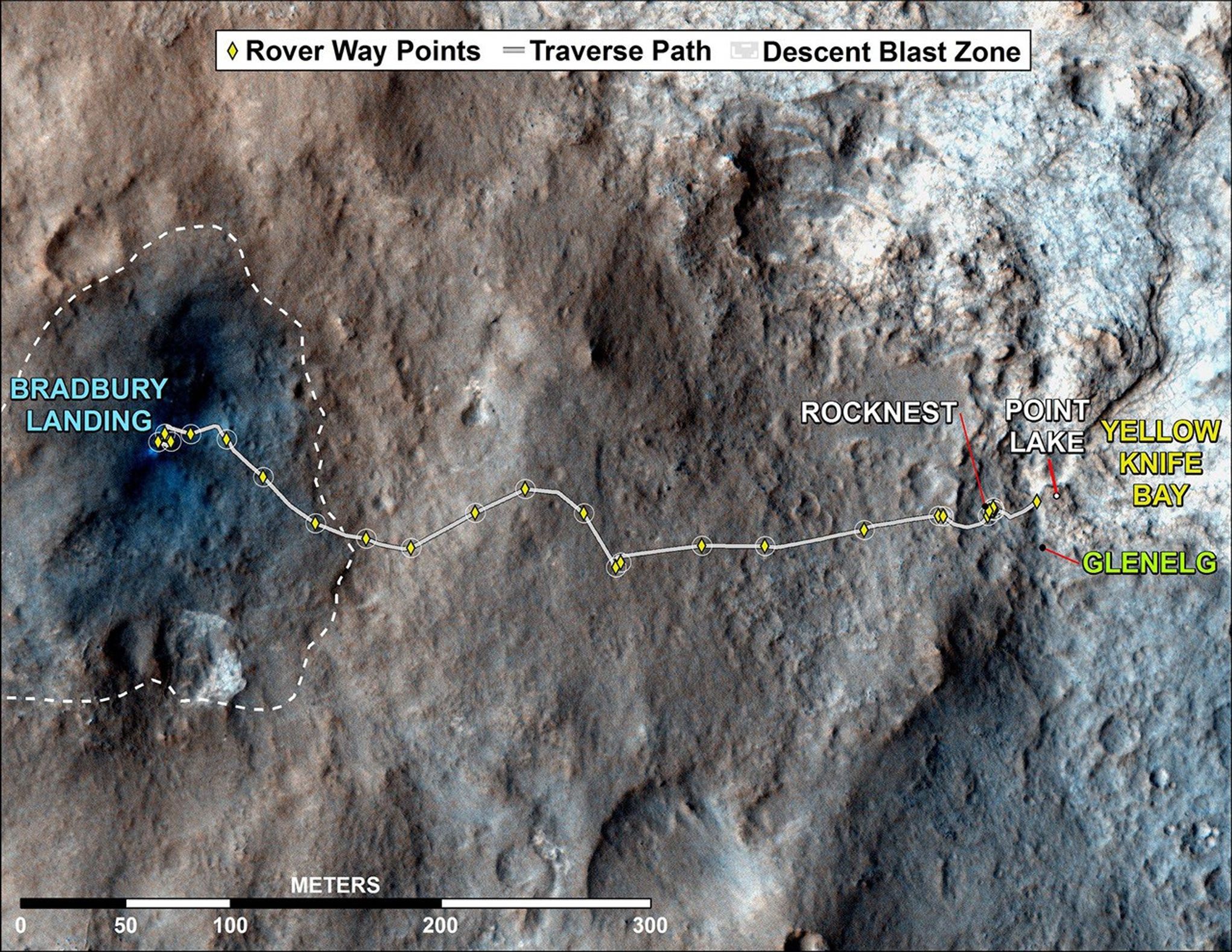 
			Curiosity Rover's Traverse, August through November 2012 - NASA Science			