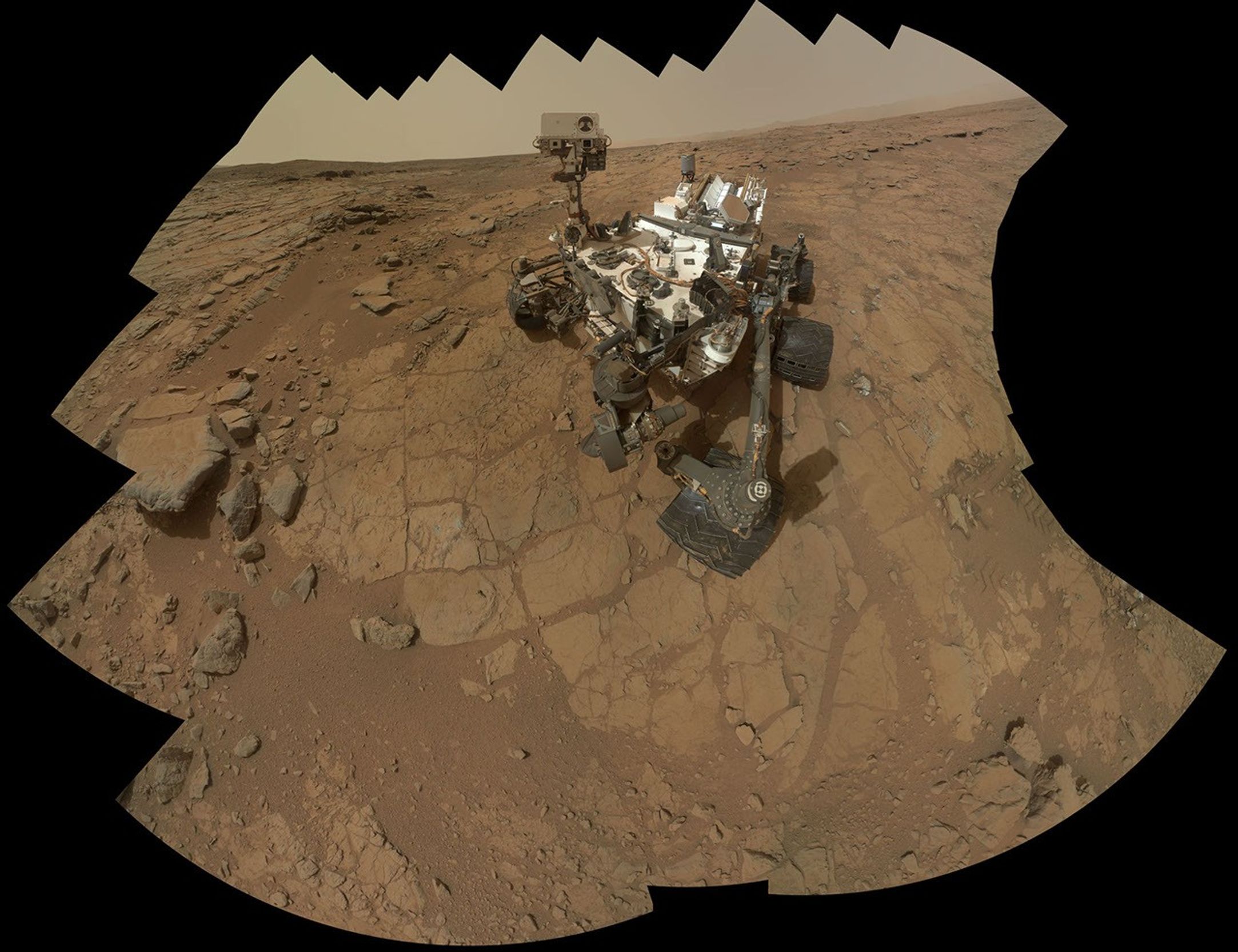 This self-portrait of NASA's Mars rover Curiosity  combines 66 exposures taken by the rover's Mars Hand Lens Imager (MAHLI) during the 177th Martian day, or sol, of Curiosity's work on Mars (Feb. 3, 2013).