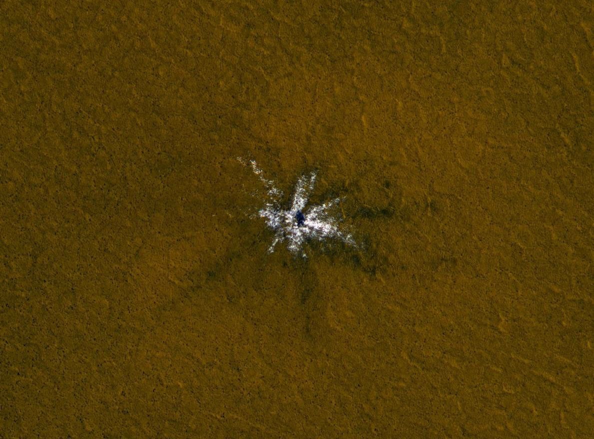 This crater, formed in 2008, exposes shallow, clean ice that is not uncommon in the middle-to-high latitudes on Mars.