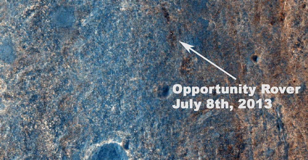 NASA's Mars Exploration Rover Opportunity has been on the western rim of Endeavour Crater in Meridiani Planum for about two years. Until May  2013, it was investigating sedimentary layers that are three to four billion years old on a portion of the rim called "Cape York."