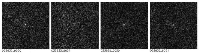 These images show a 256 x 256 pixel patch of sky at the range to the comet of 8 million miles and when the solar phase angle is 47 degrees.