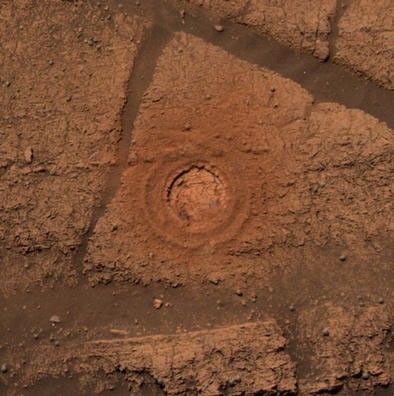 This image is an approximately true color rendering of the slope of "Endurance Crater," which the Opportunity rover explored in 2004.