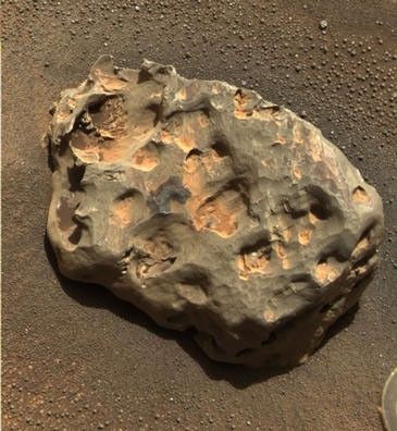 Opportunity  found an iron meteorite on Mars, the first meteorite of any type ever identified on another planet.