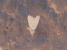 This picture of a heart-shaped feature in Arabia Terra was taken on 23 May 2010 by the CTX camera on the MRO spacecraft.