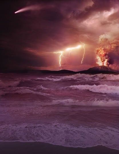 This is an artist concept of an early Earth.