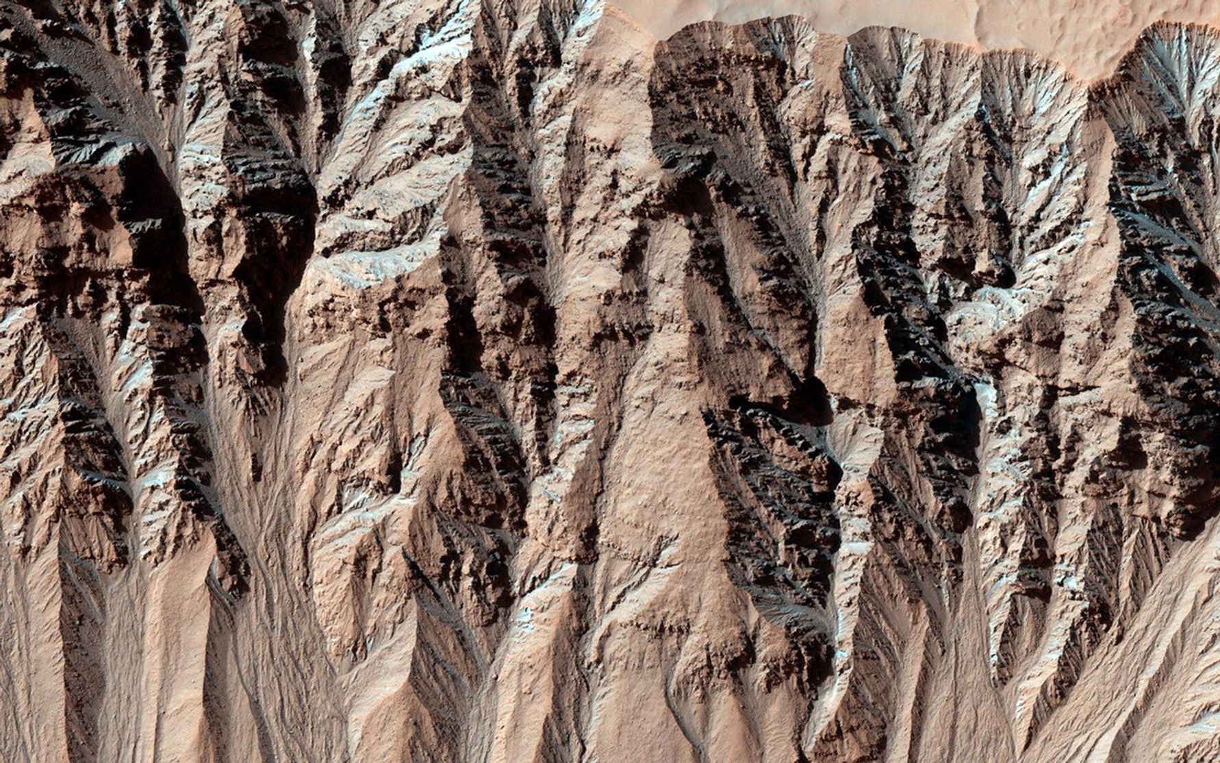 This image covers a location that has been imaged several times to look for changes in gullies.
