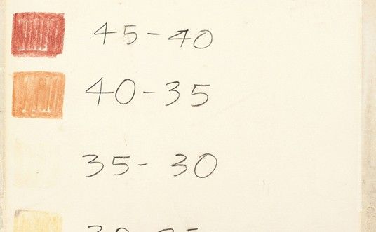 Engineers creating the first TV image of Mars used lighter pastels for the lower number values on the grey scale, and darker shades for the higher numbers.