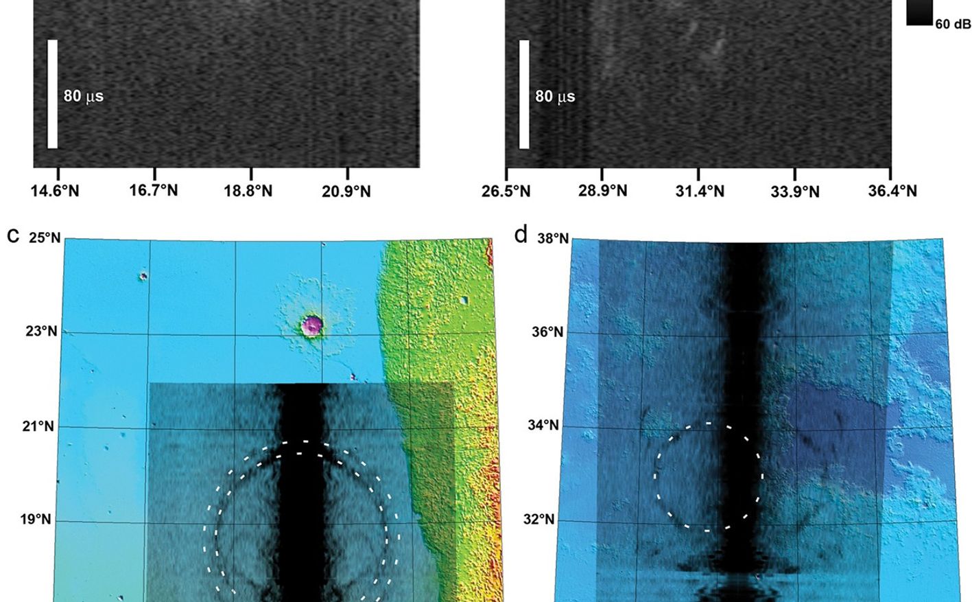This topographic map, based on Mars Orbiter Laser Altimeter data, shows the MARS Express groundtracks and the arc structures detected by MARSIS that are interpreted to be part of a buried impact basin about 250 km in diameter