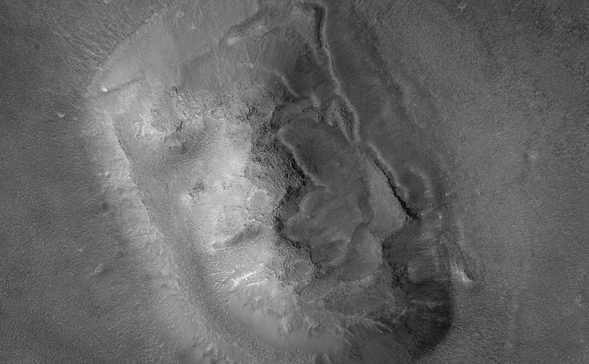 NASA's Viking 1 Orbiter spacecraft photographed this region in the northern latitudes of Mars on July 25, 1976.