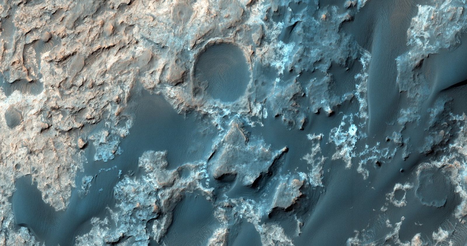 The Mars Reconnaissance Orbiter took this photo of the Curiosity rover in September 2015, during an exciting traverse of Mars.