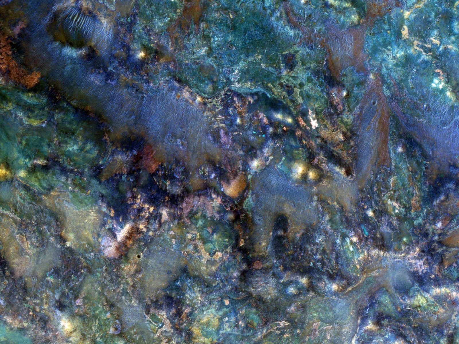 This image covers a region of Mars near Nili Fossae that contains some of the best exposures of ancient bedrock on Mars.