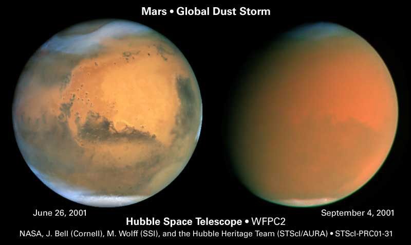 The Hubble Space Telescope captured this awesome dust storm covering the martian surface